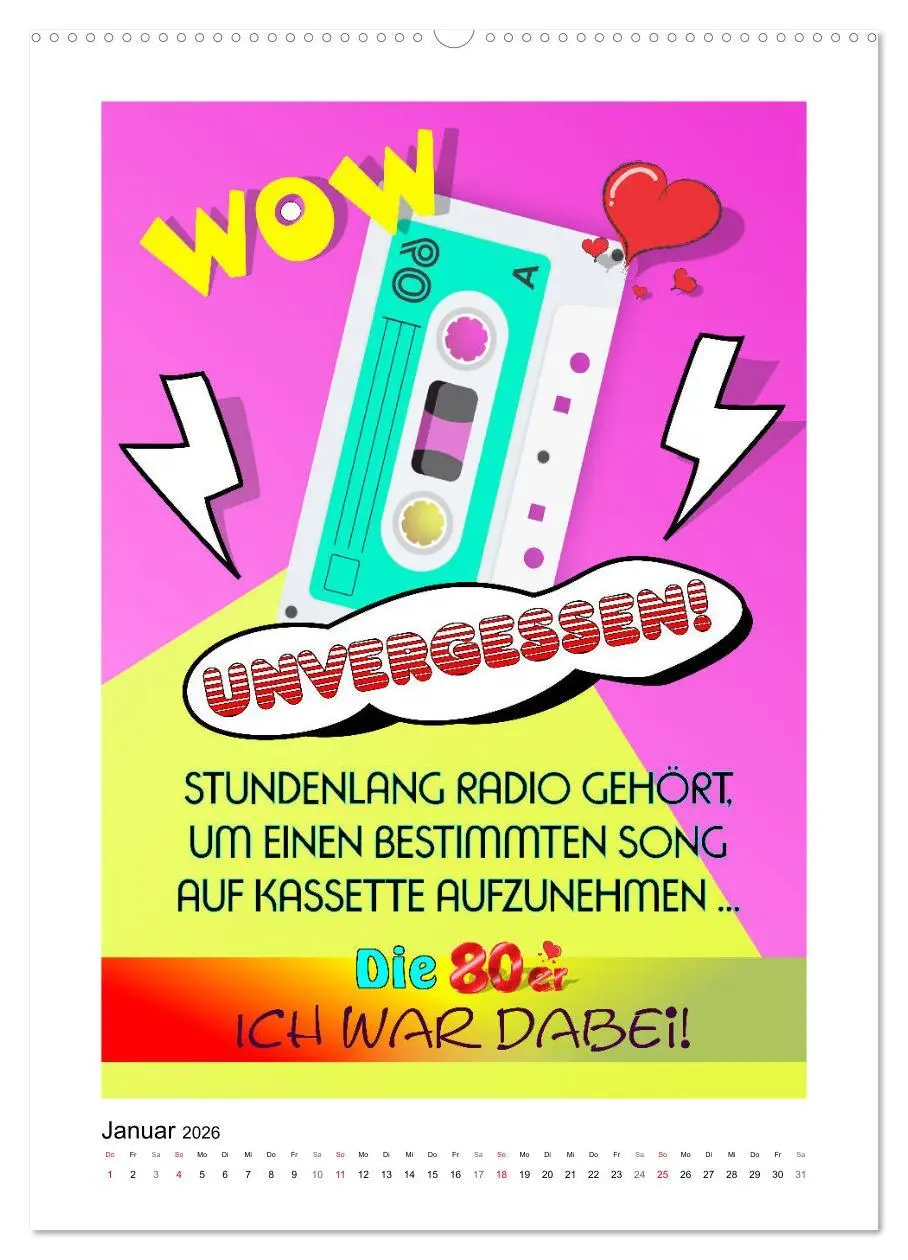 Bild: 9783516378290 | Die coolen 80er. Schön war die Zeit! (Wandkalender 2026 DIN A2...
