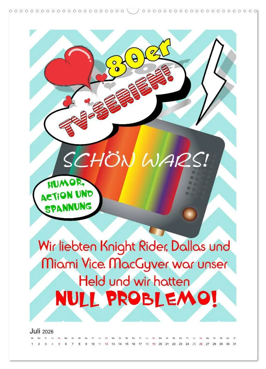 Bild: 9783516378290 | Die coolen 80er. Schön war die Zeit! (Wandkalender 2026 DIN A2...