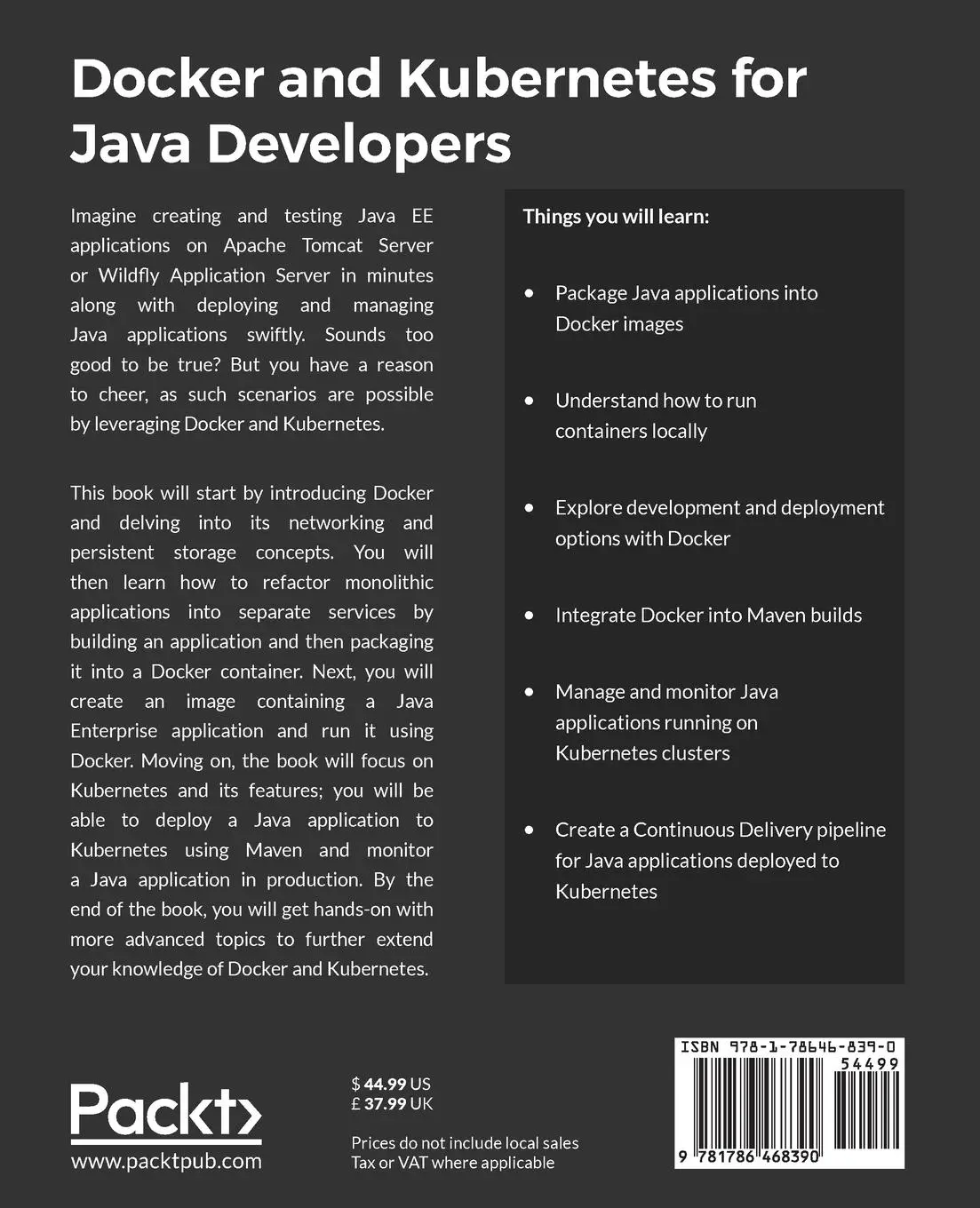 Rückseite: 9781786468390 | Docker and Kubernetes for Java Developers | Jaros¿aw Krochmalski