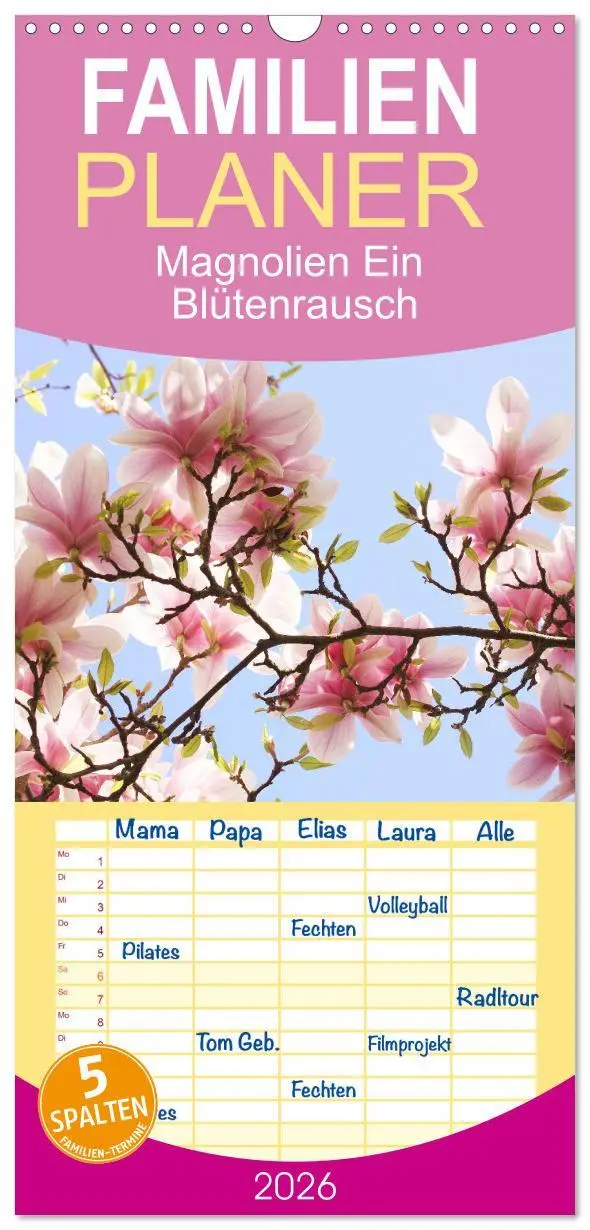 Cover: 9783516508390 | Familienplaner 2026 - Magnolien Ein Blütenrausch mit 5 Spalten...