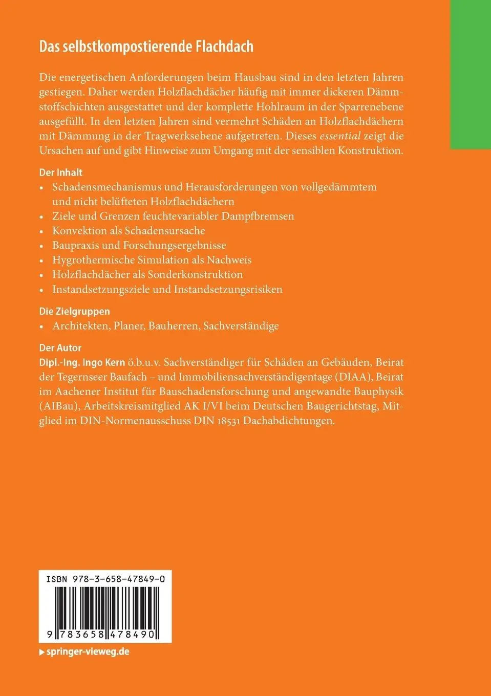 Rückseite: 9783658478490 | Das selbstkompostierende Flachdach | Ingo Kern | Taschenbuch | xii
