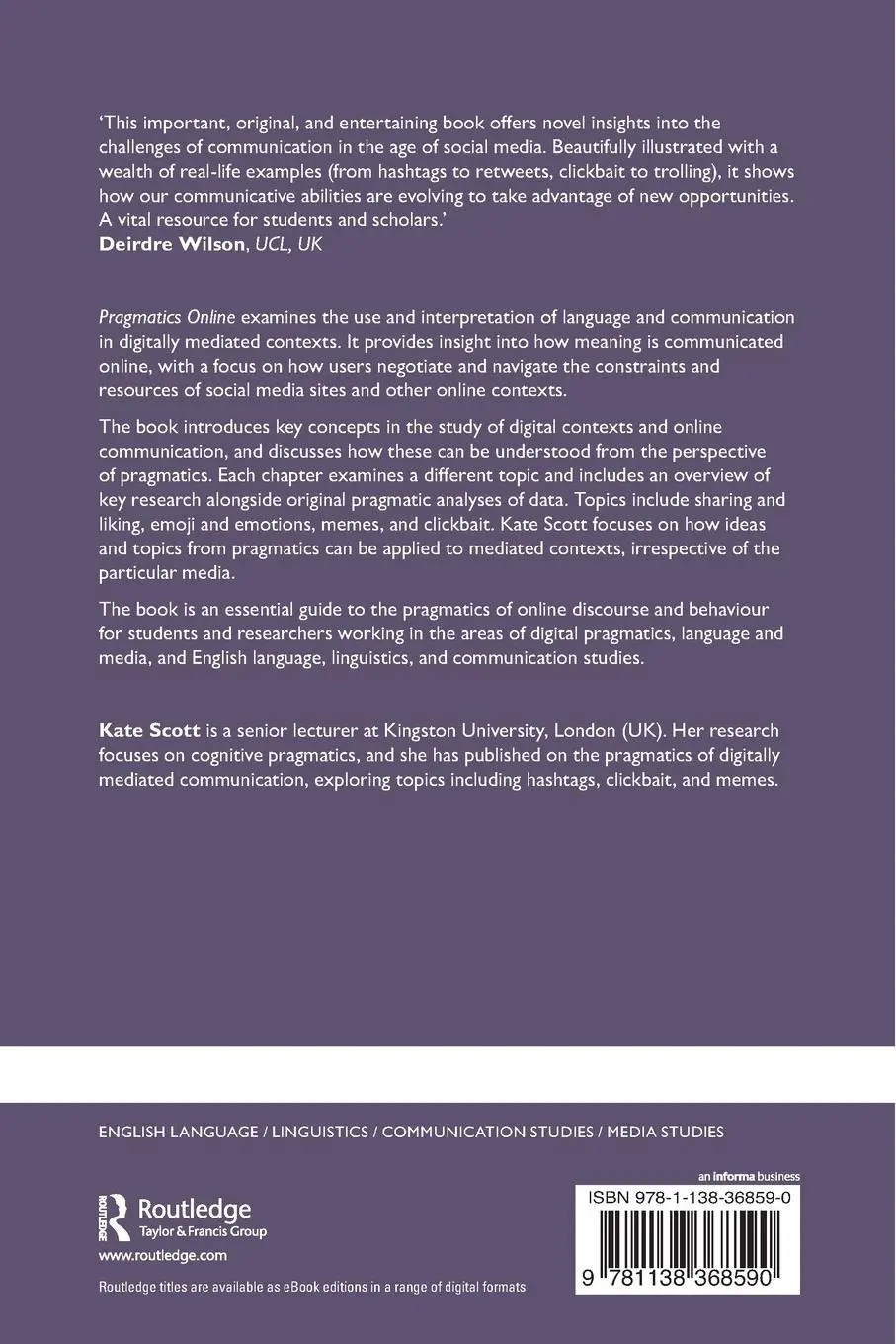 Rückseite: 9781138368590 | Pragmatics Online | Kate Scott | Taschenbuch | Englisch | 2022
