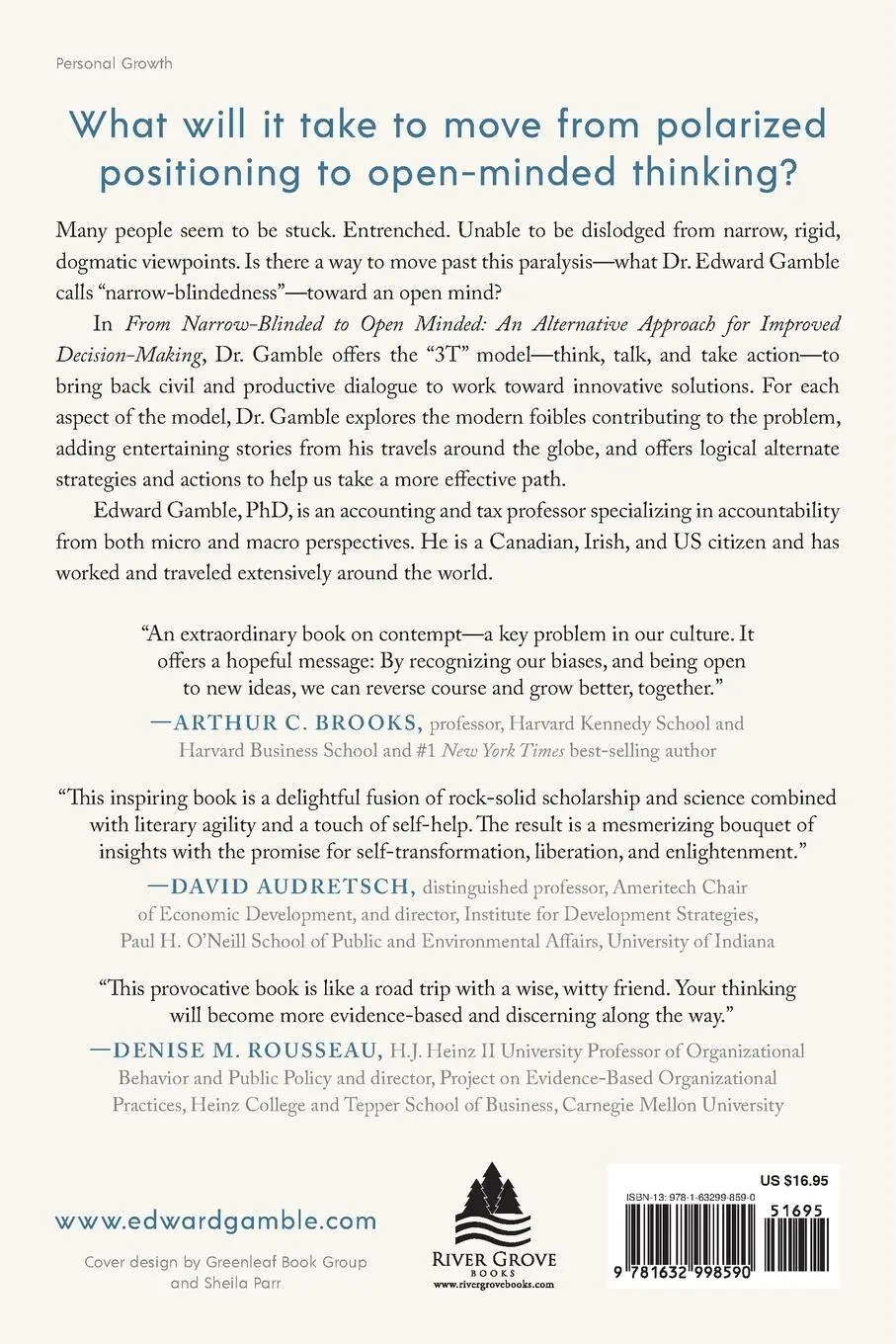 Rückseite: 9781632998590 | From Narrow-Blinded to Open Minded | Edward N Gamble Cpa | Taschenbuch