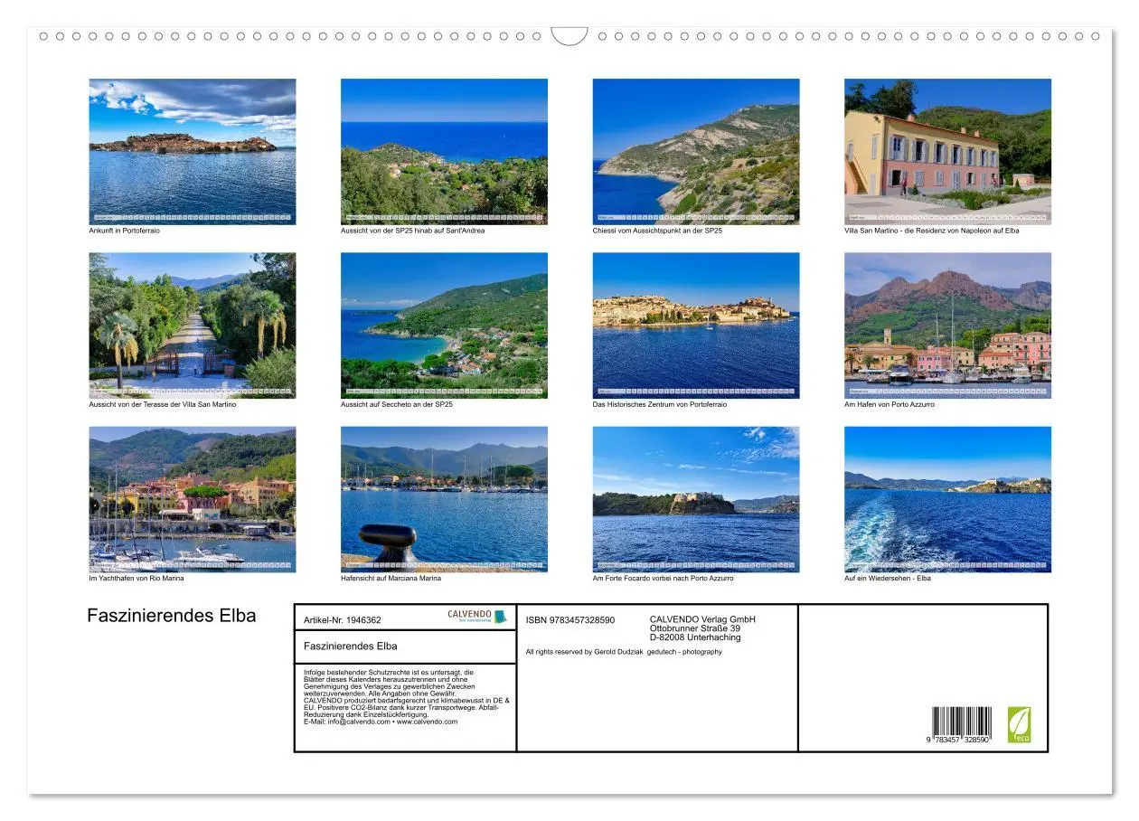 Bild: 9783457328590 | Faszinierendes Elba (Wandkalender 2026 DIN A2 quer), CALVENDO...