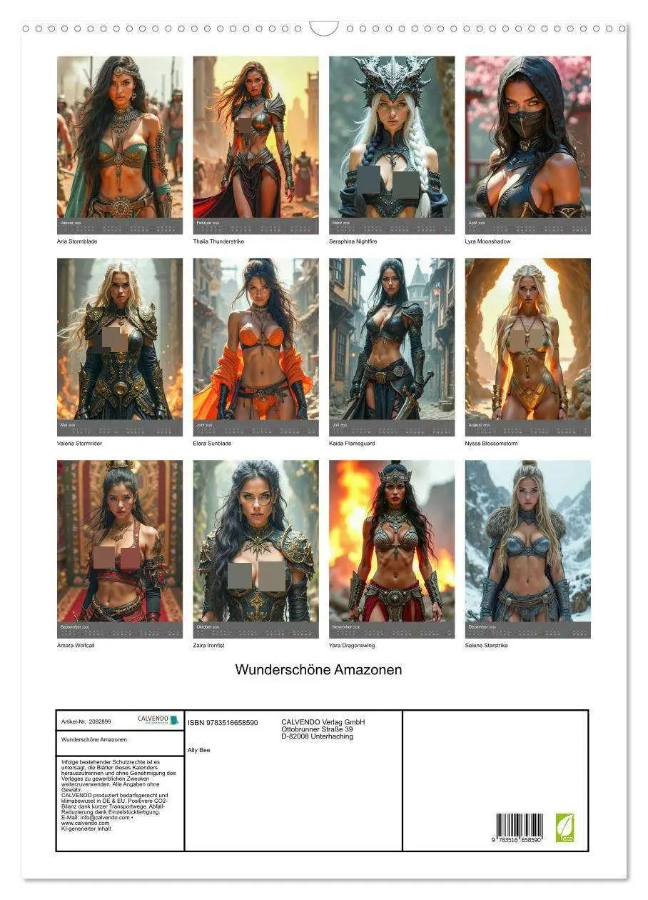 Bild: 9783516658590 | Wunderschöne Amazonen (Wandkalender 2026 DIN A2 hoch), CALVENDO...