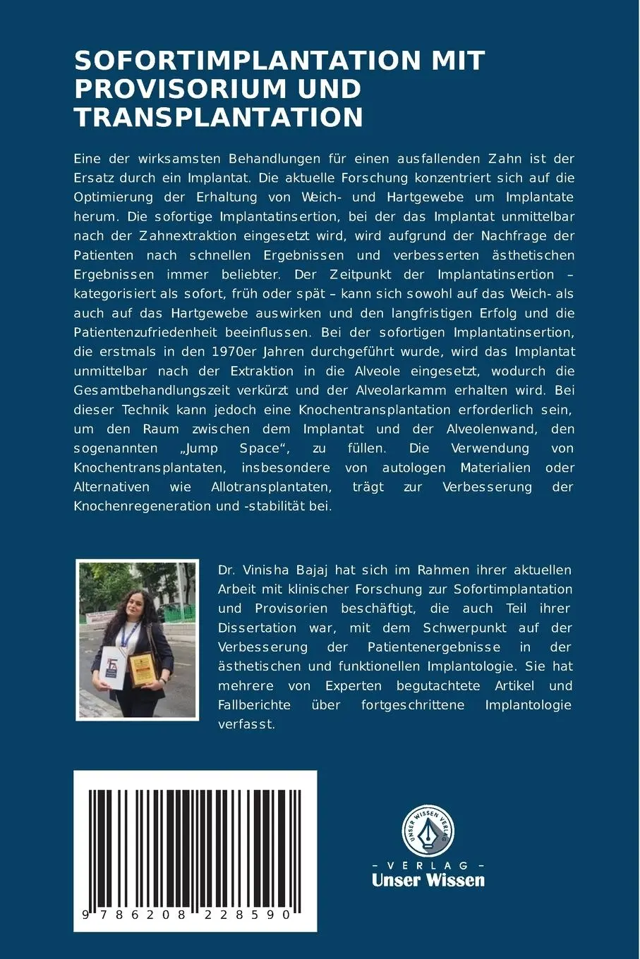 Rückseite: 9786208228590 | SOFORTIMPLANTATION MIT PROVISORIUM UND TRANSPLANTATION | Bajaj (u. a.)