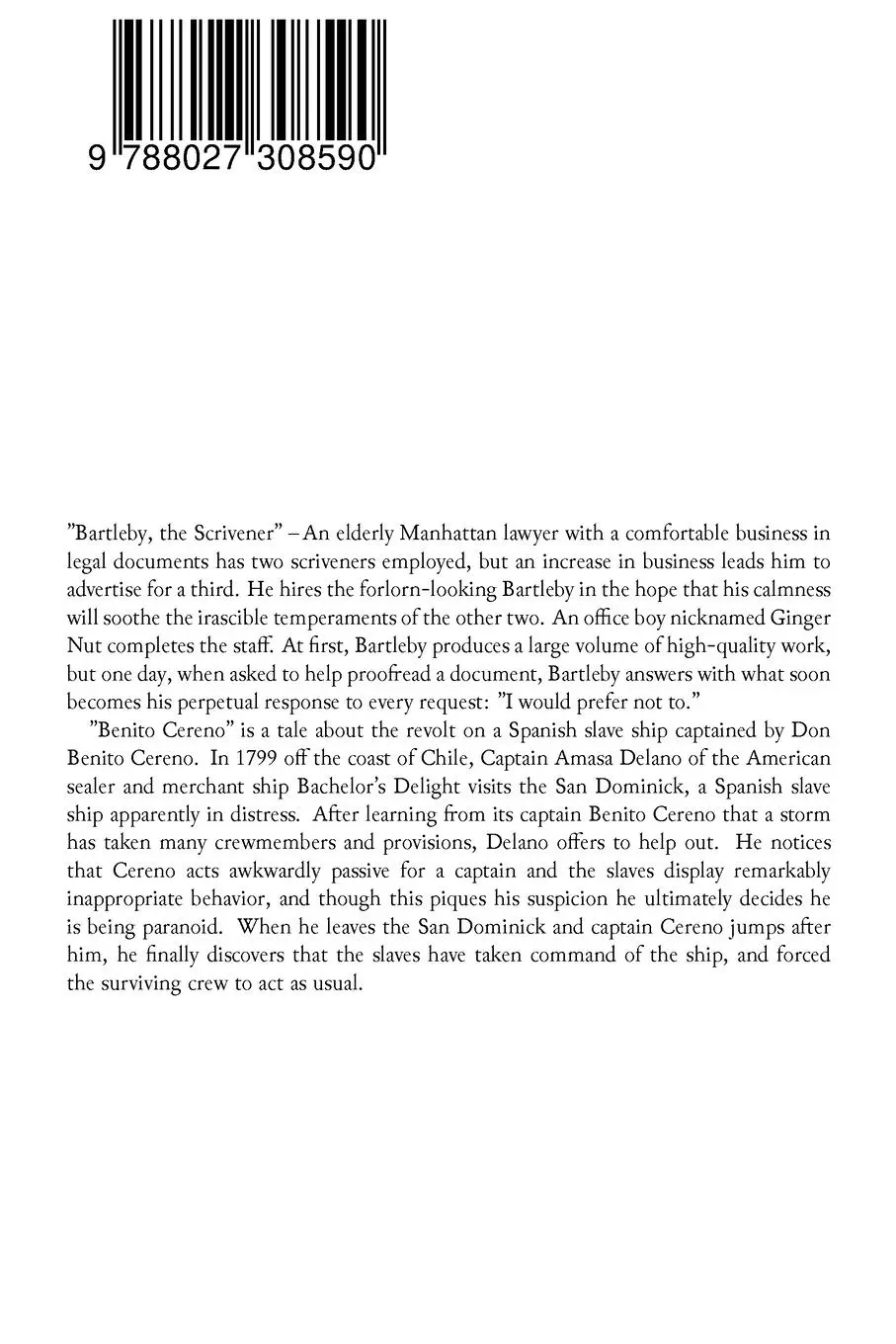 Rückseite: 9788027308590 | Bartleby &amp; Benito Cereno | American Tales | Herman Melville | Buch