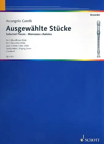 Cover: 9790001048590 | Ausgewählte Stücke | 3 Blockflöten (SSA). Spielpartitur. | Corelli