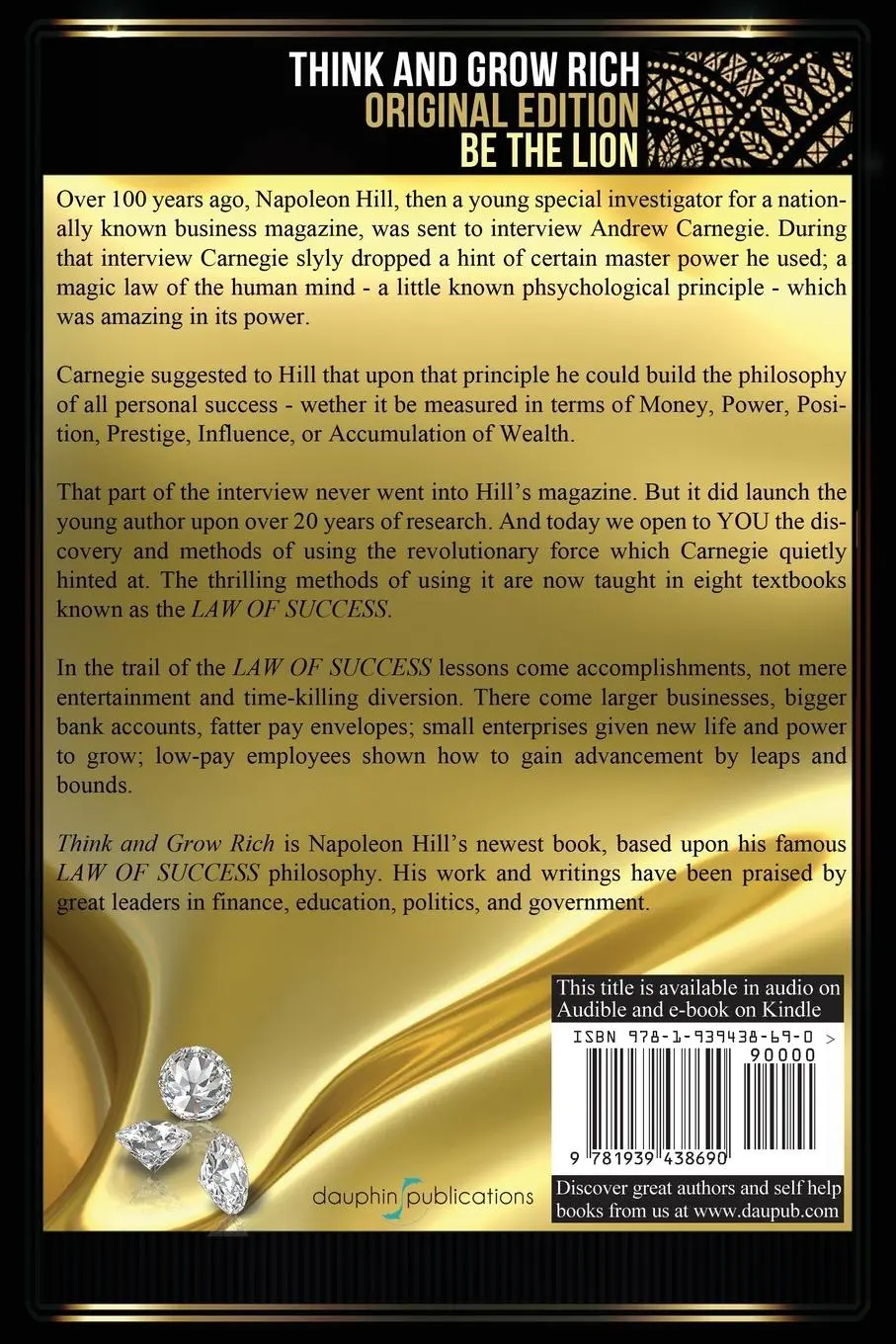 Rückseite: 9781939438690 | Think and Grow Rich - Original Edition - BE THE LION | Napoleon Hill