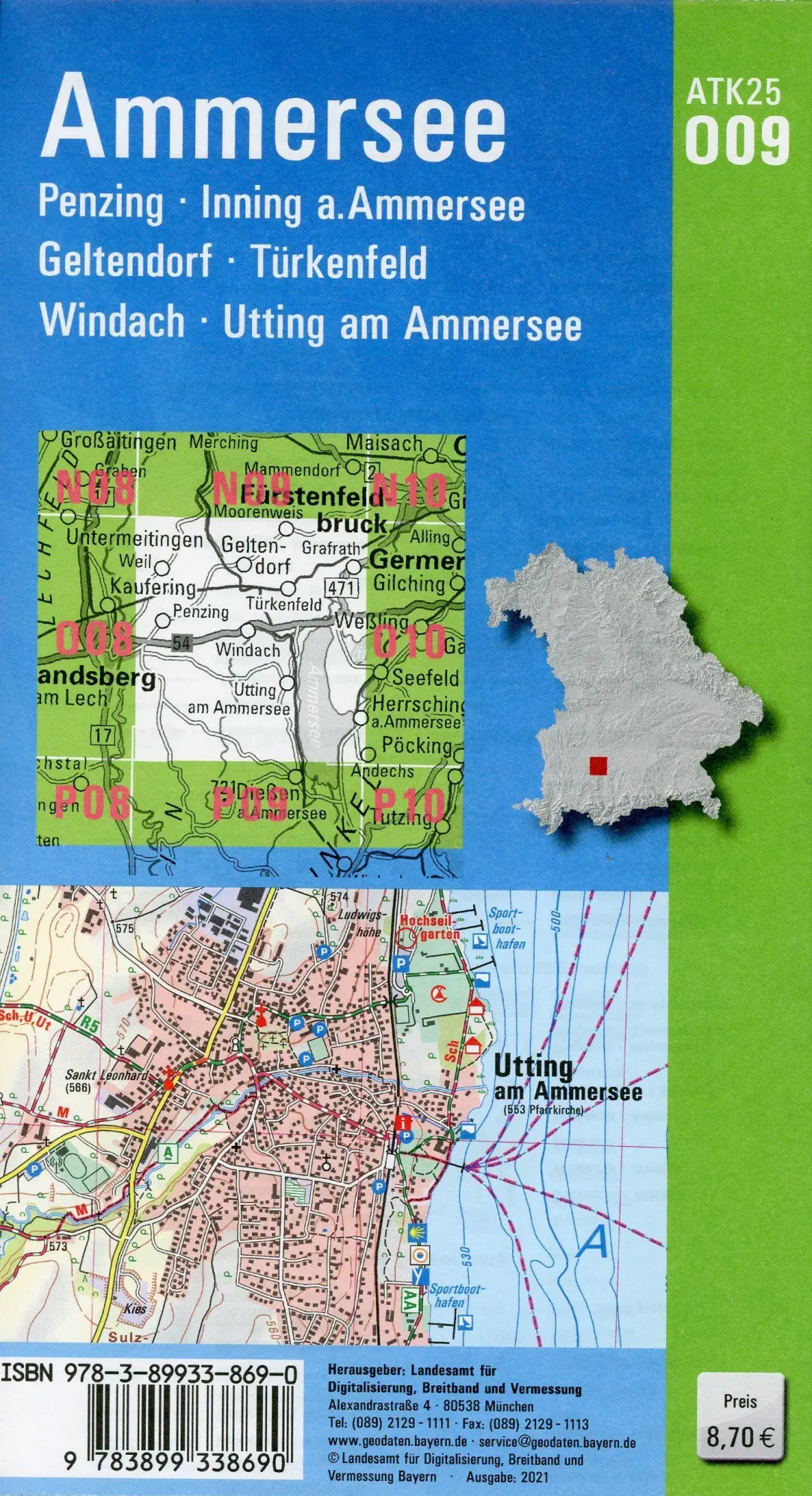 Bild: 9783899338690 | Ammersee 1 : 25 000 | Digitalisierung | (Land-)Karte | Deutsch | 2021