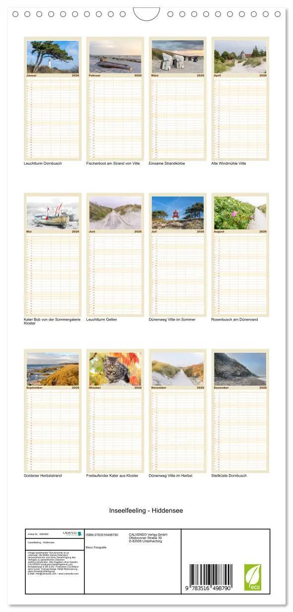 Bild: 9783516498790 | Familienplaner 2026 - Inseelfeeling - Hiddensee mit 5 Spalten...