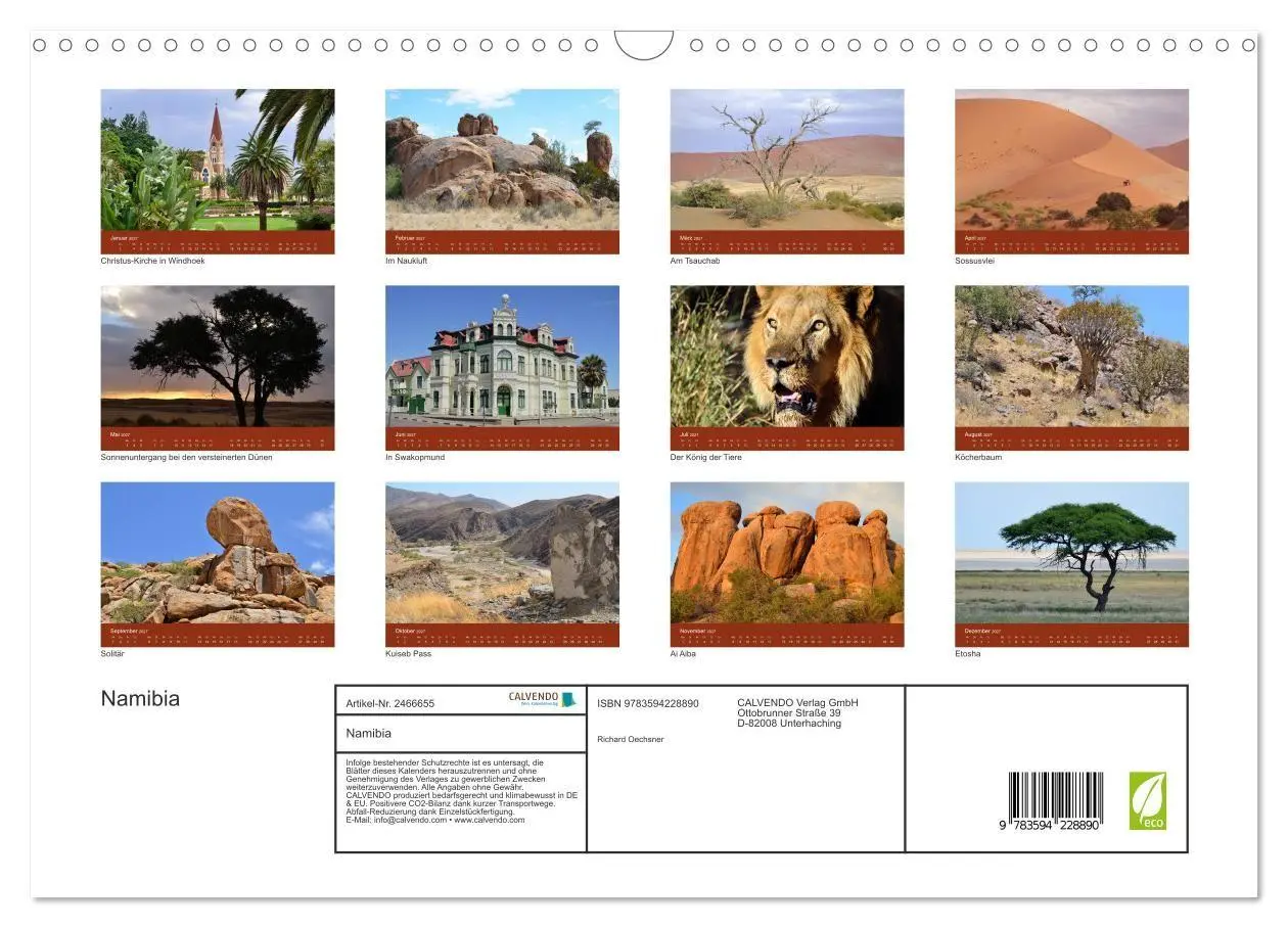 Bild: 9783594228890 | Namibia (Wandkalender 2027 DIN A3 quer), CALVENDO Monatskalender