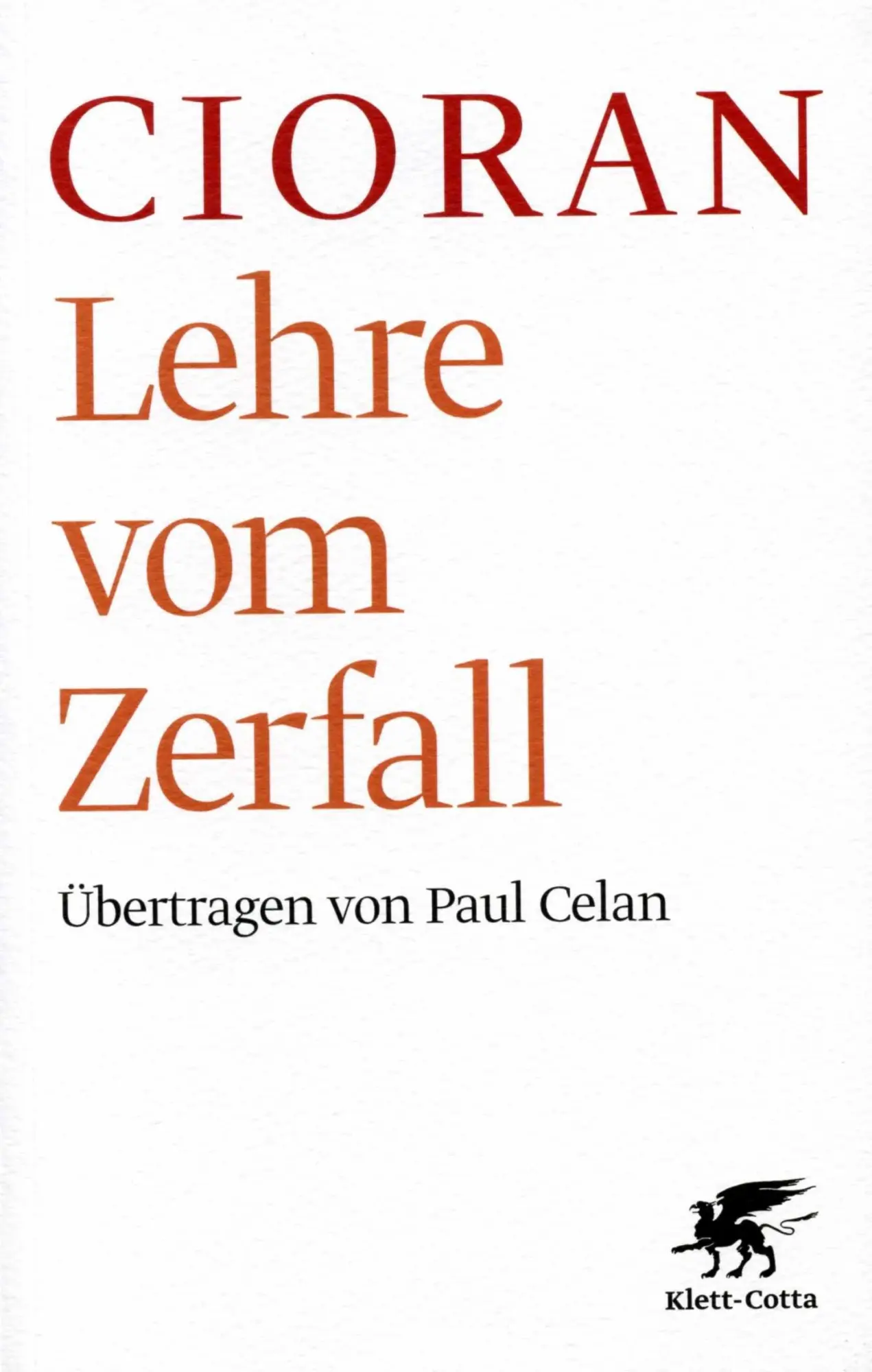 Cover: 9783608938890 | Lehre vom Zerfall | Emile M Cioran | Taschenbuch | 222 S. | Deutsch
