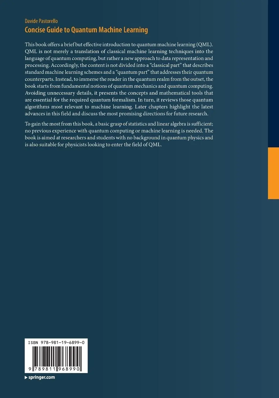 Rückseite: 9789811968990 | Concise Guide to Quantum Machine Learning | Davide Pastorello | Buch