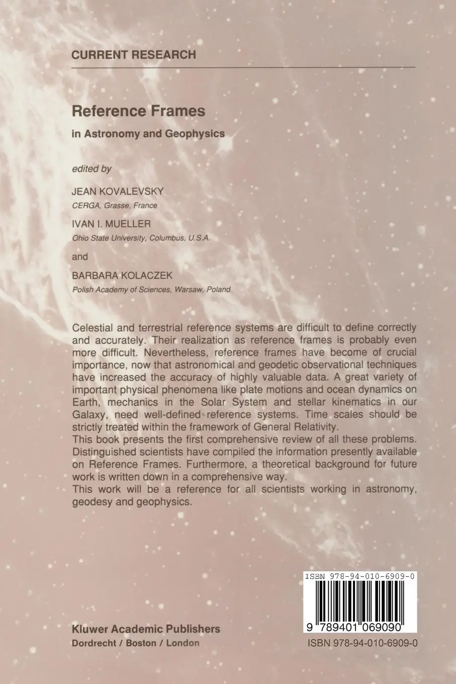 Rückseite: 9789401069090 | Reference Frames | In Astronomy and Geophysics | Kovalevsky (u. a.)