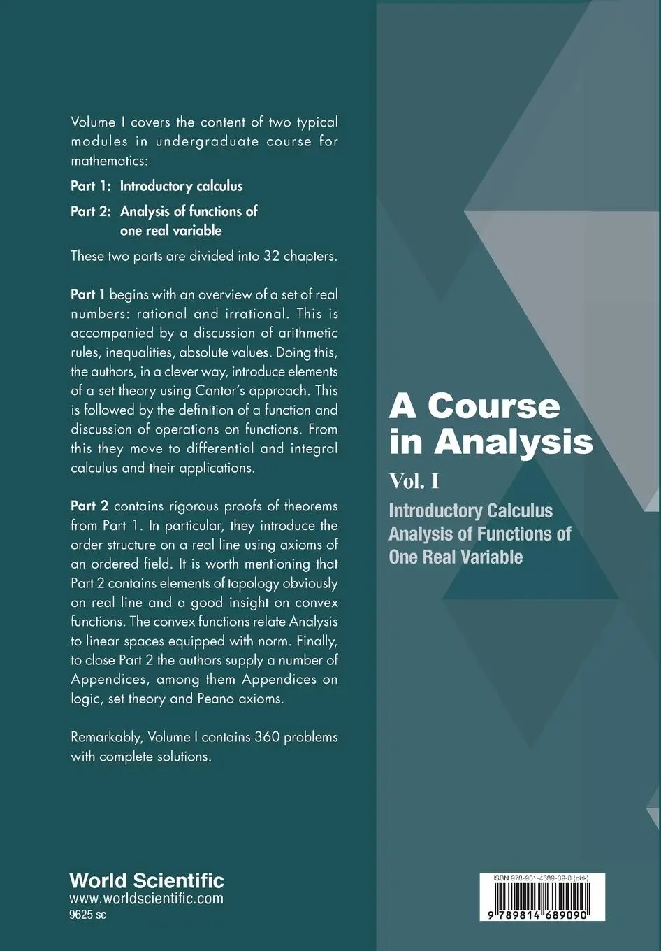 Rückseite: 9789814689090 | COURSE IN ANALYSIS, A (V1) | Niels Jacob &amp; Kristian P Evans | Buch