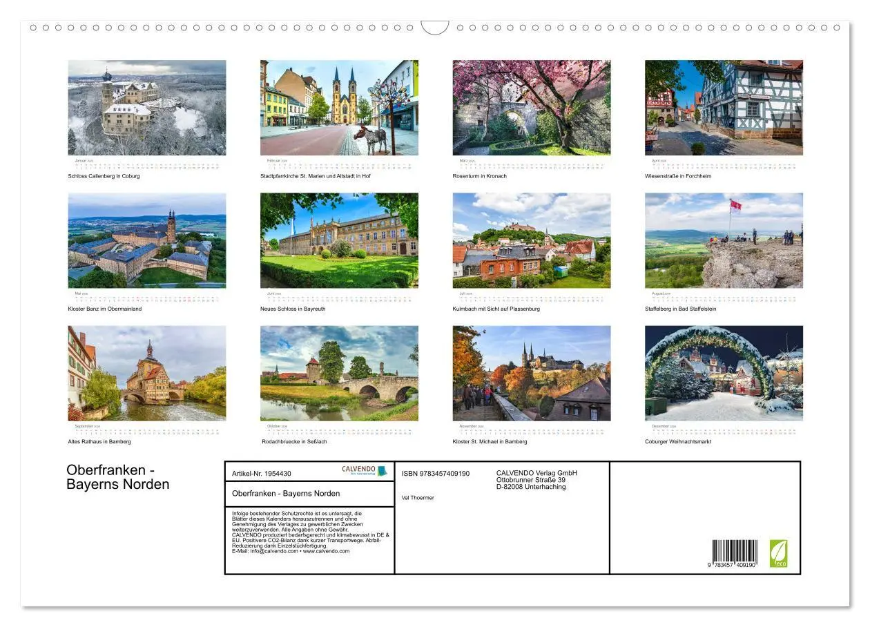 Bild: 9783457409190 | Oberfranken - Bayerns Norden (Wandkalender 2026 DIN A2 quer),...