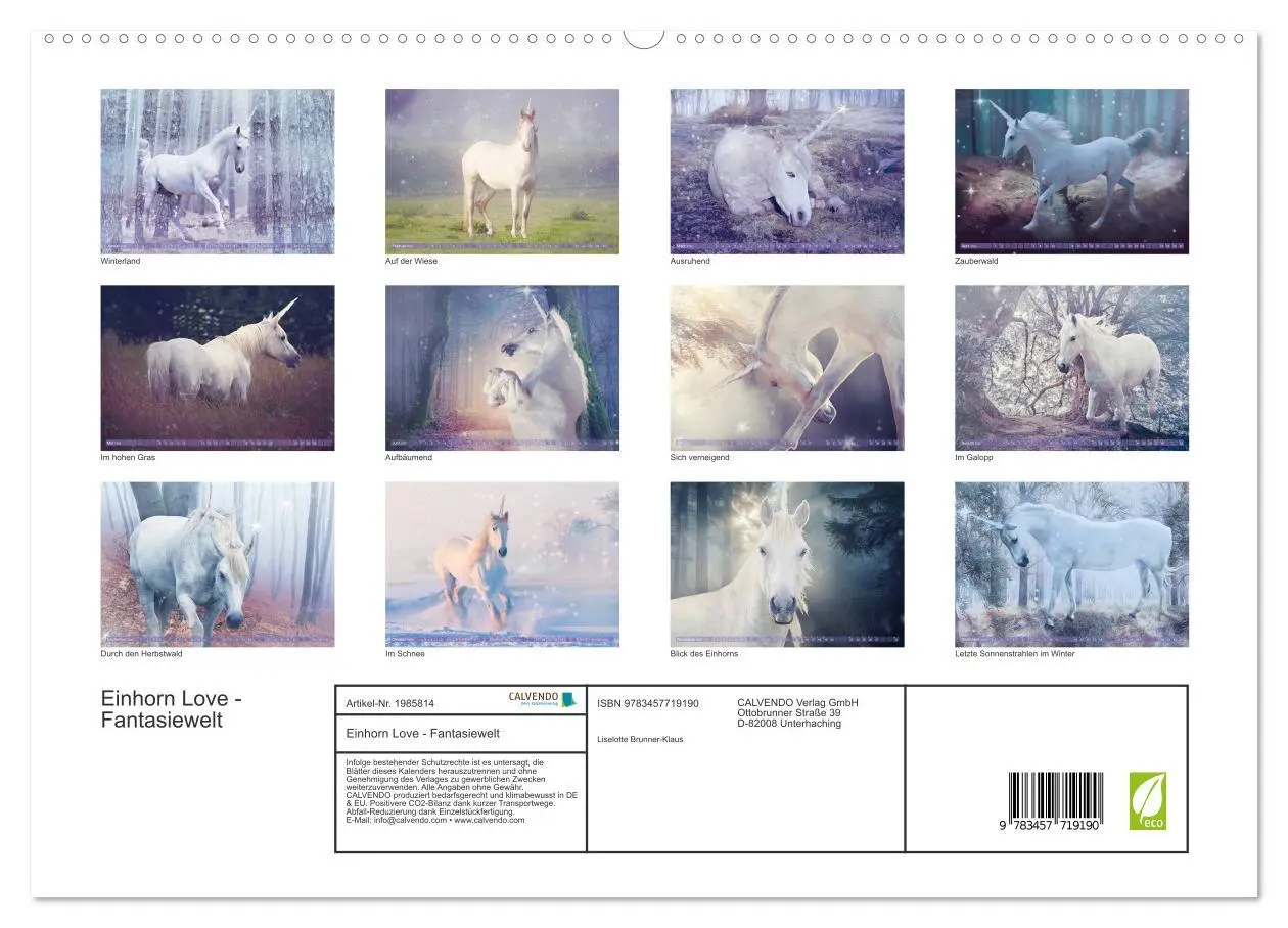 Bild: 9783457719190 | Einhorn Love - Fantasiewelt (hochwertiger Premium Wandkalender 2026...