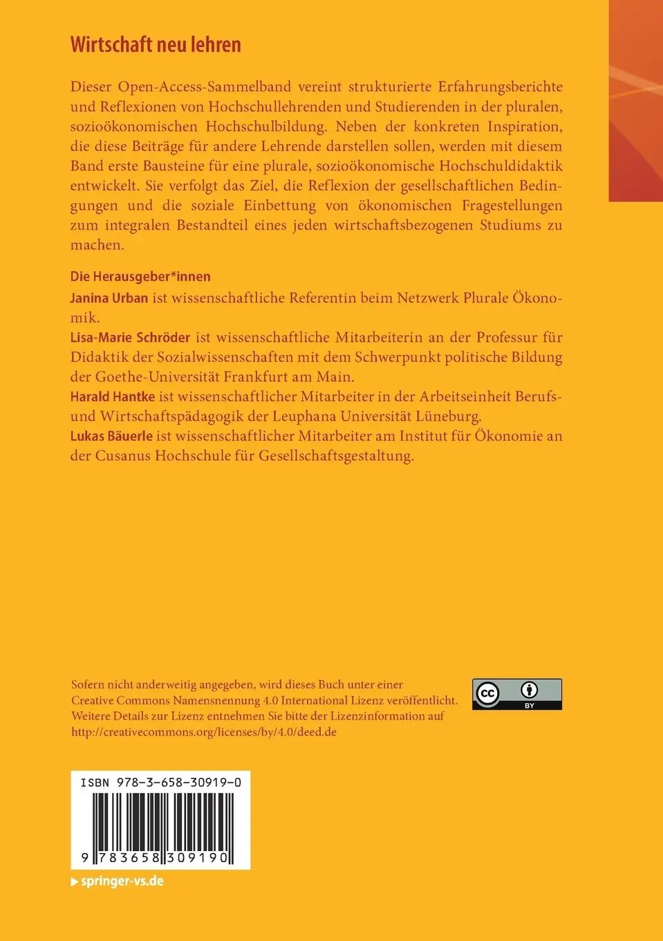 Rückseite: 9783658309190 | Wirtschaft neu lehren | Janina Urban (u. a.) | Taschenbuch | xiv