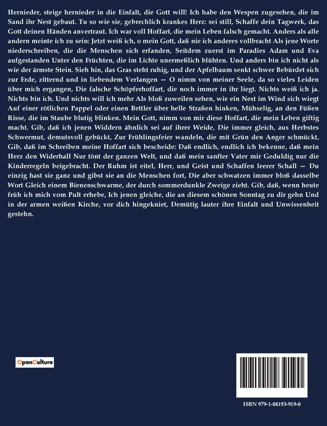 Rückseite: 9791041939190 | Die Gebete der Demut | Francis Jammes | Taschenbuch | 24 S. | Deutsch
