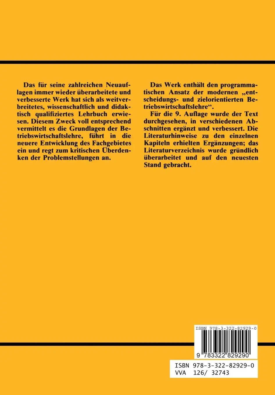 Rückseite: 9783322829290 | Einführung in die Betriebswirtschaftslehre | Edmund Heinen | Buch