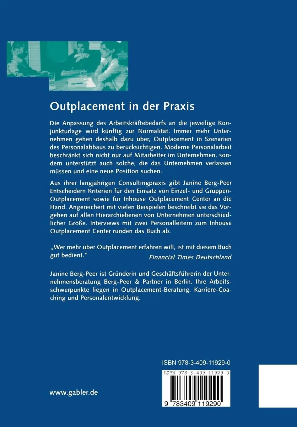 Rückseite: 9783409119290 | Outplacement in der Praxis | Janine Berg-Peer | Taschenbuch | 205 S.