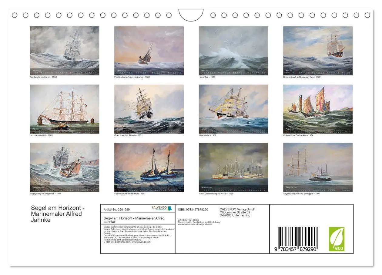 Bild: 9783457879290 | Segel am Horizont - Marinemaler Alfred Jahnke (Wandkalender 2026...