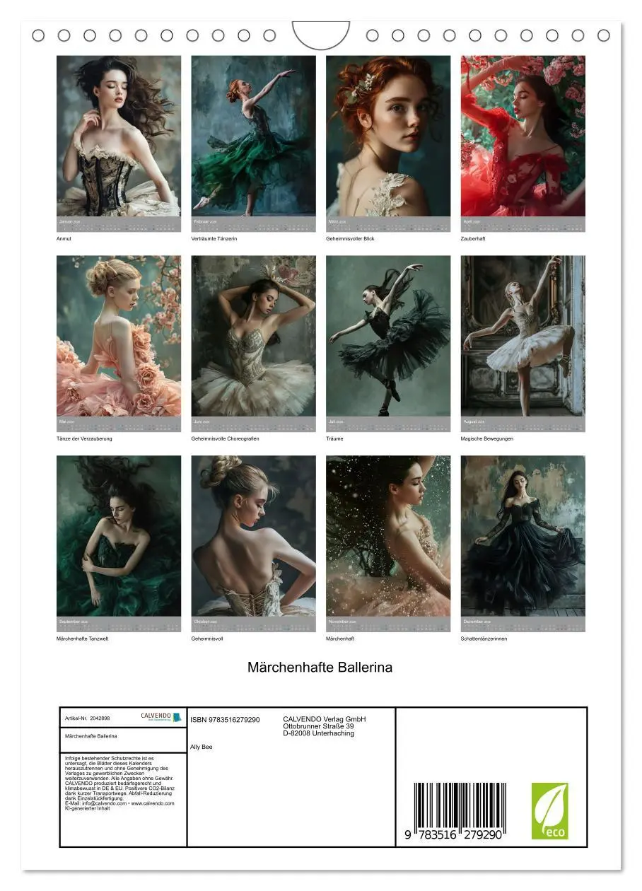 Bild: 9783516279290 | Märchenhafte Ballerina (Wandkalender 2026 DIN A4 hoch), CALVENDO...