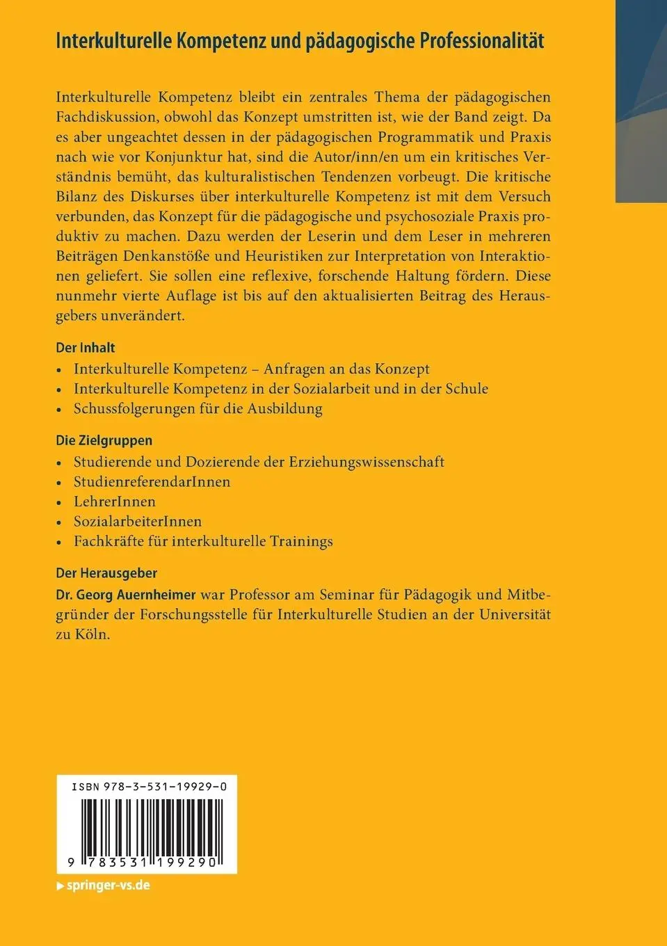 Rückseite: 9783531199290 | Interkulturelle Kompetenz und pädagogische Professionalität | Buch