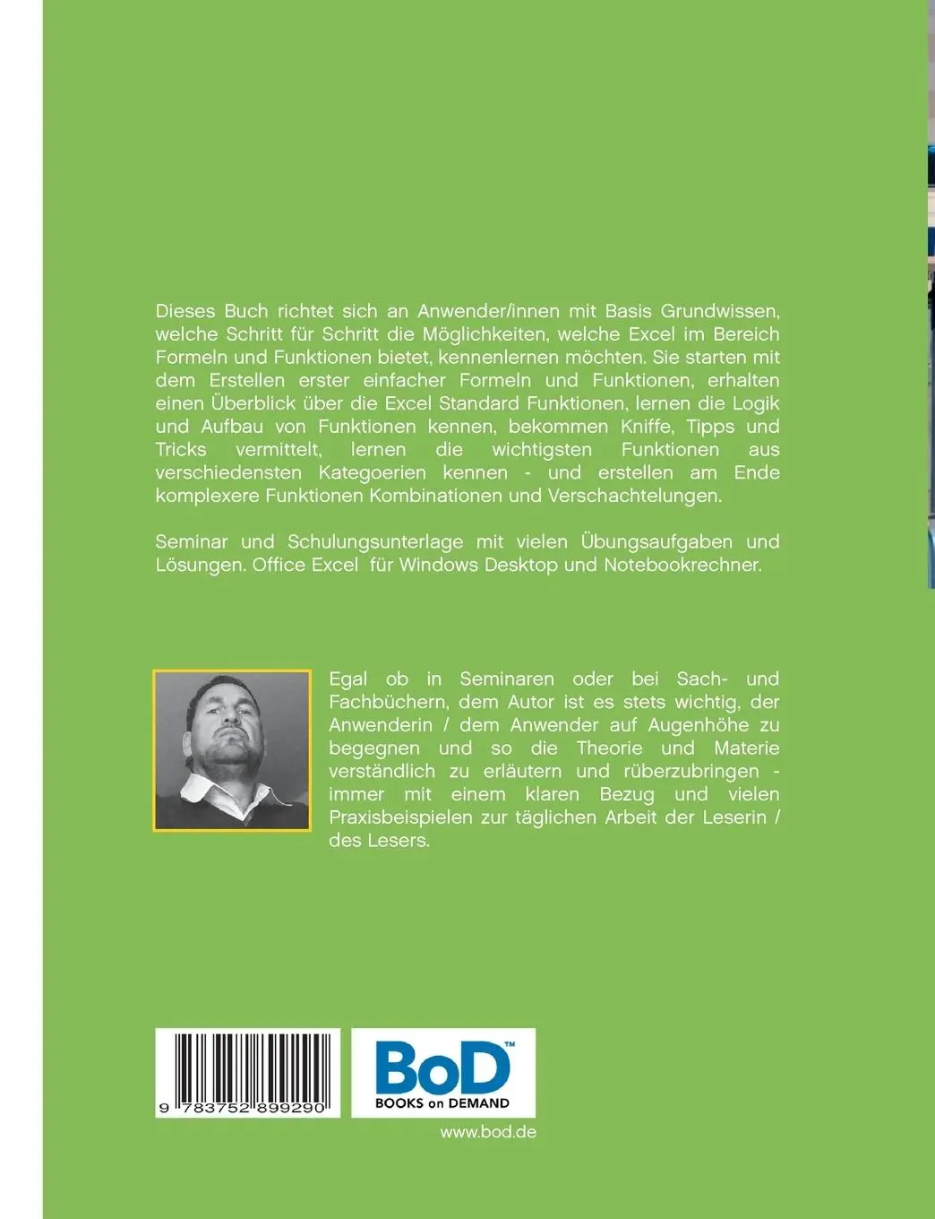 Rückseite: 9783752899290 | Windows Office Excel Formeln und Funktionen | Jörg Weiss | Taschenbuch