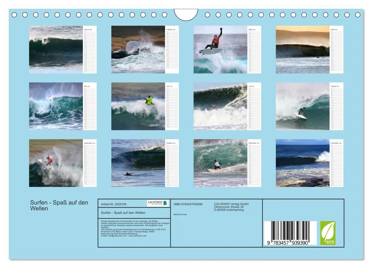 Bild: 9783457939390 | Surfen - Spaß auf den Wellen (Wandkalender 2026 DIN A4 quer),...