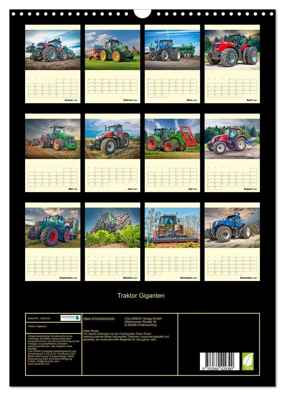 Bild: 9783569429390 | Traktor Giganten (Wandkalender 2027 DIN A3 hoch), CALVENDO...