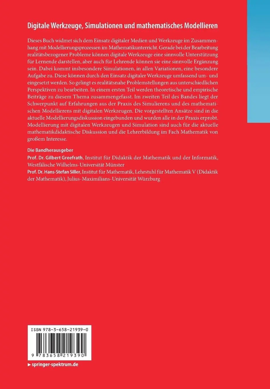 Rückseite: 9783658219390 | Digitale Werkzeuge, Simulationen und mathematisches Modellieren | Buch
