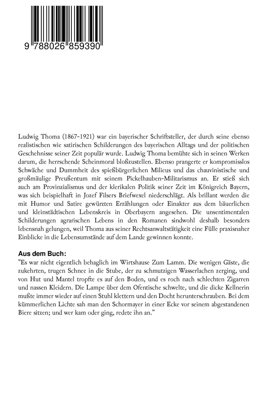 Rückseite: 9788026859390 | Der Wittiber | Ludwig Thoma | Taschenbuch | Kartoniert / Broschiert