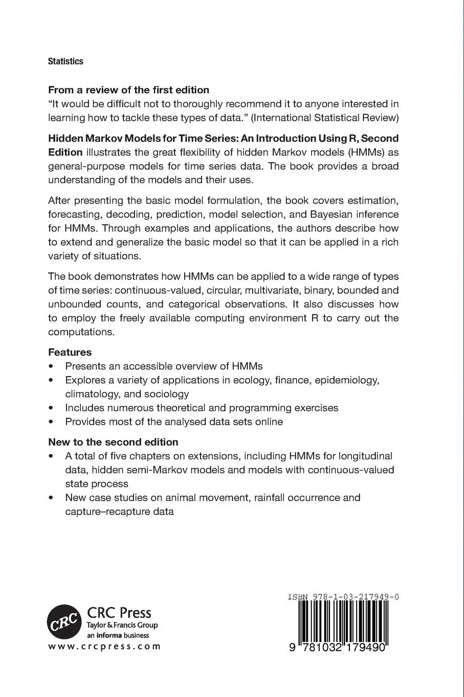 Rückseite: 9781032179490 | Hidden Markov Models for Time Series | Walter Zucchini (u. a.) | Buch