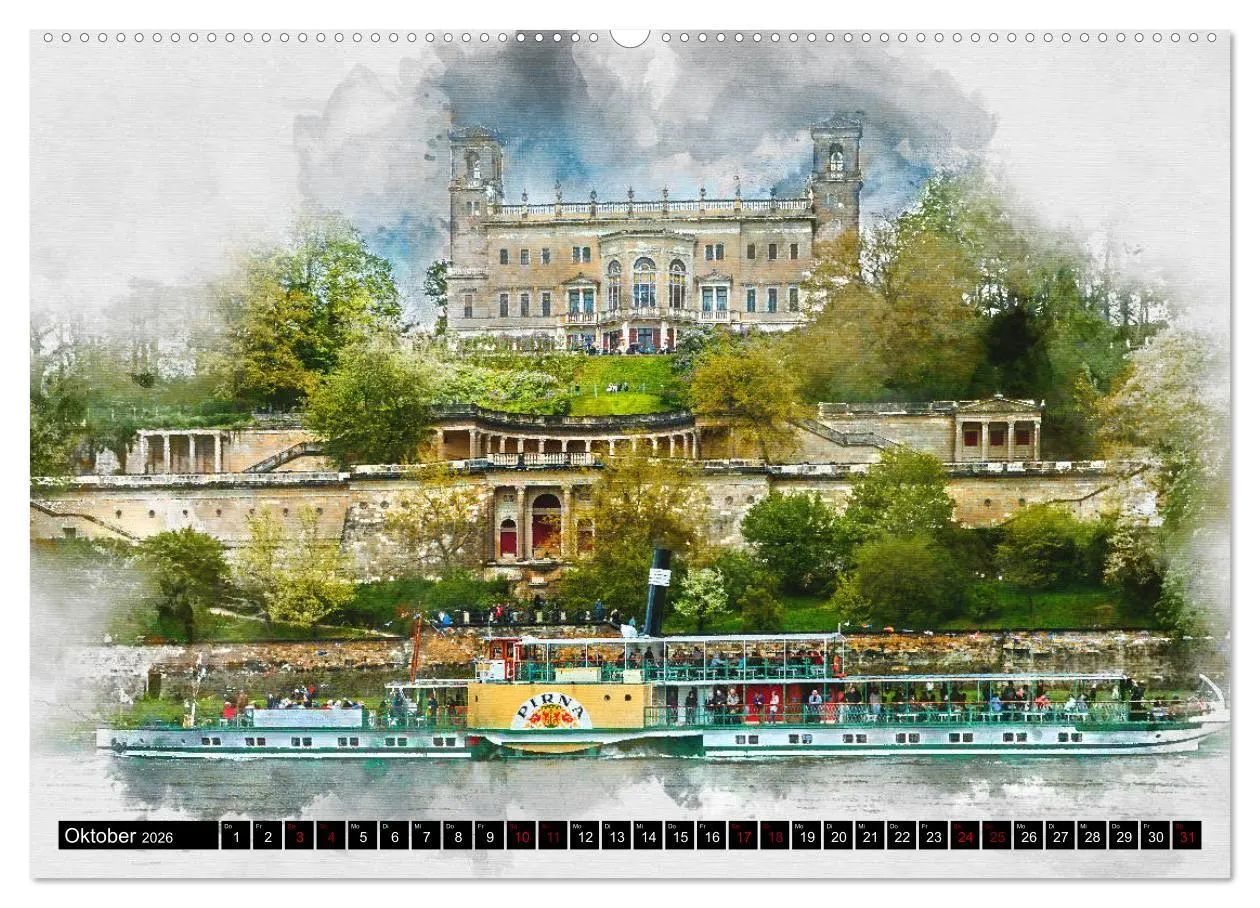 Bild: 9783457859490 | Sächsische Dampfer Aquarelle (Wandkalender 2026 DIN A2 quer),...