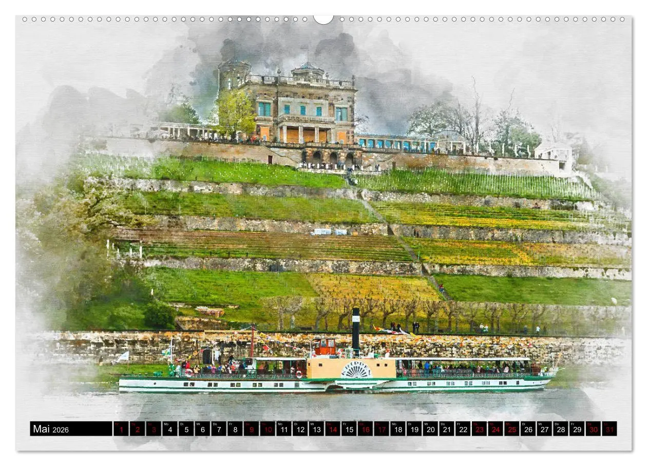 Bild: 9783457859490 | Sächsische Dampfer Aquarelle (Wandkalender 2026 DIN A2 quer),...