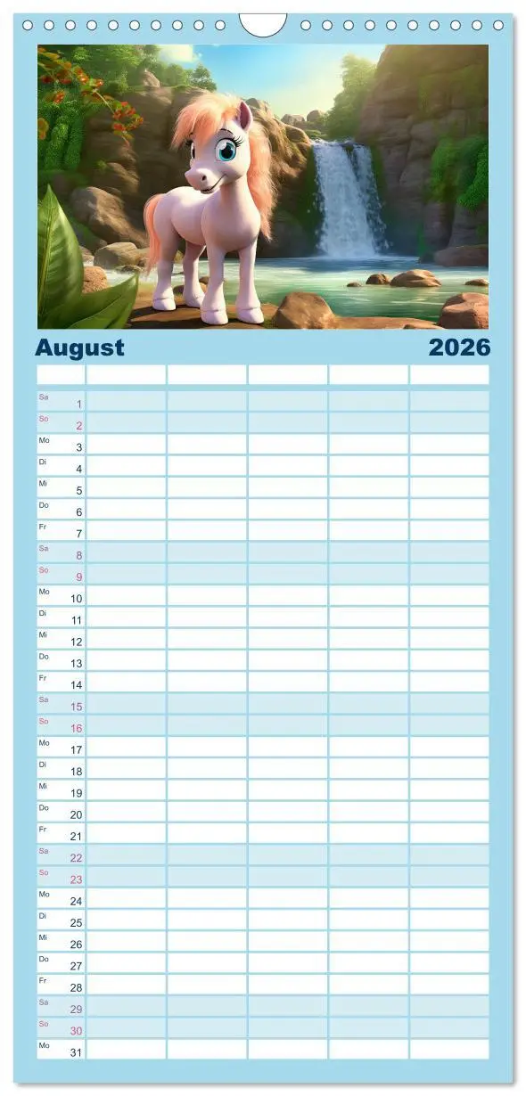 Bild: 9783516499490 | Familienplaner 2026 - Niedliche Ponys mit 5 Spalten (Wandkalender,...