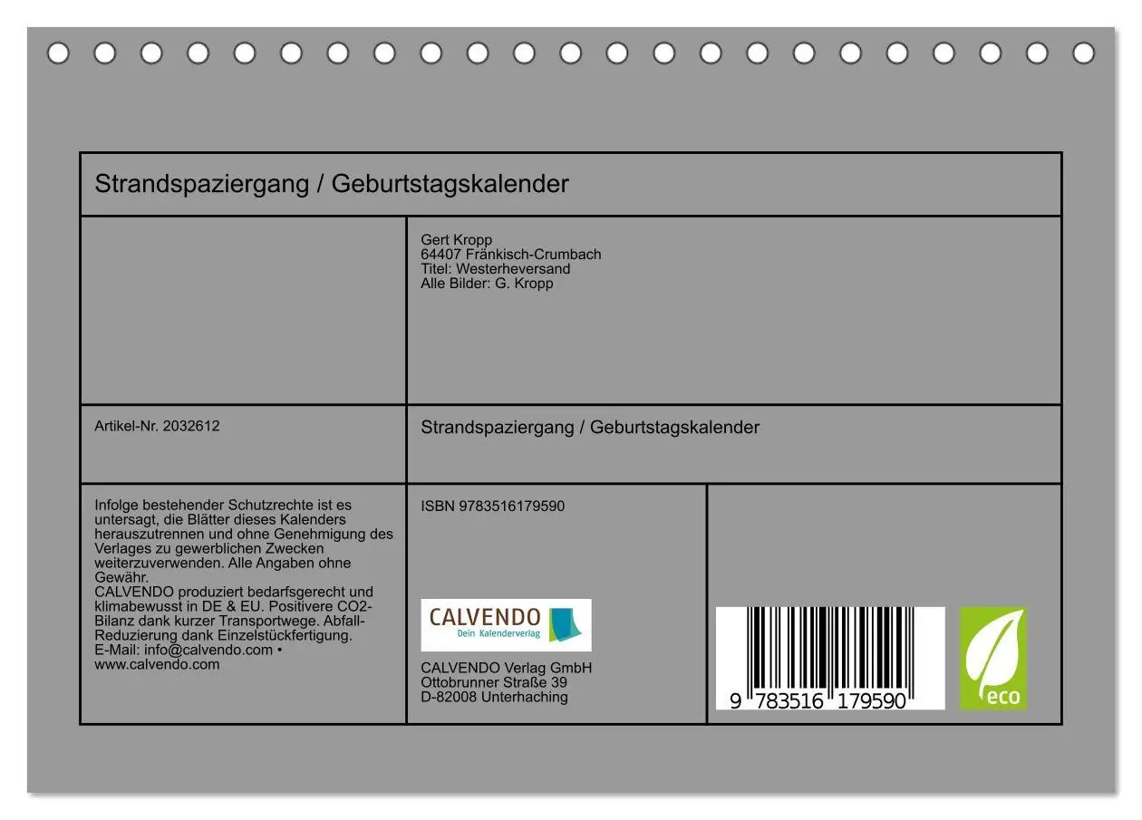 Bild: 9783516179590 | Strandspaziergang / Geburtstagskalender (Tischkalender 2026 DIN A5...