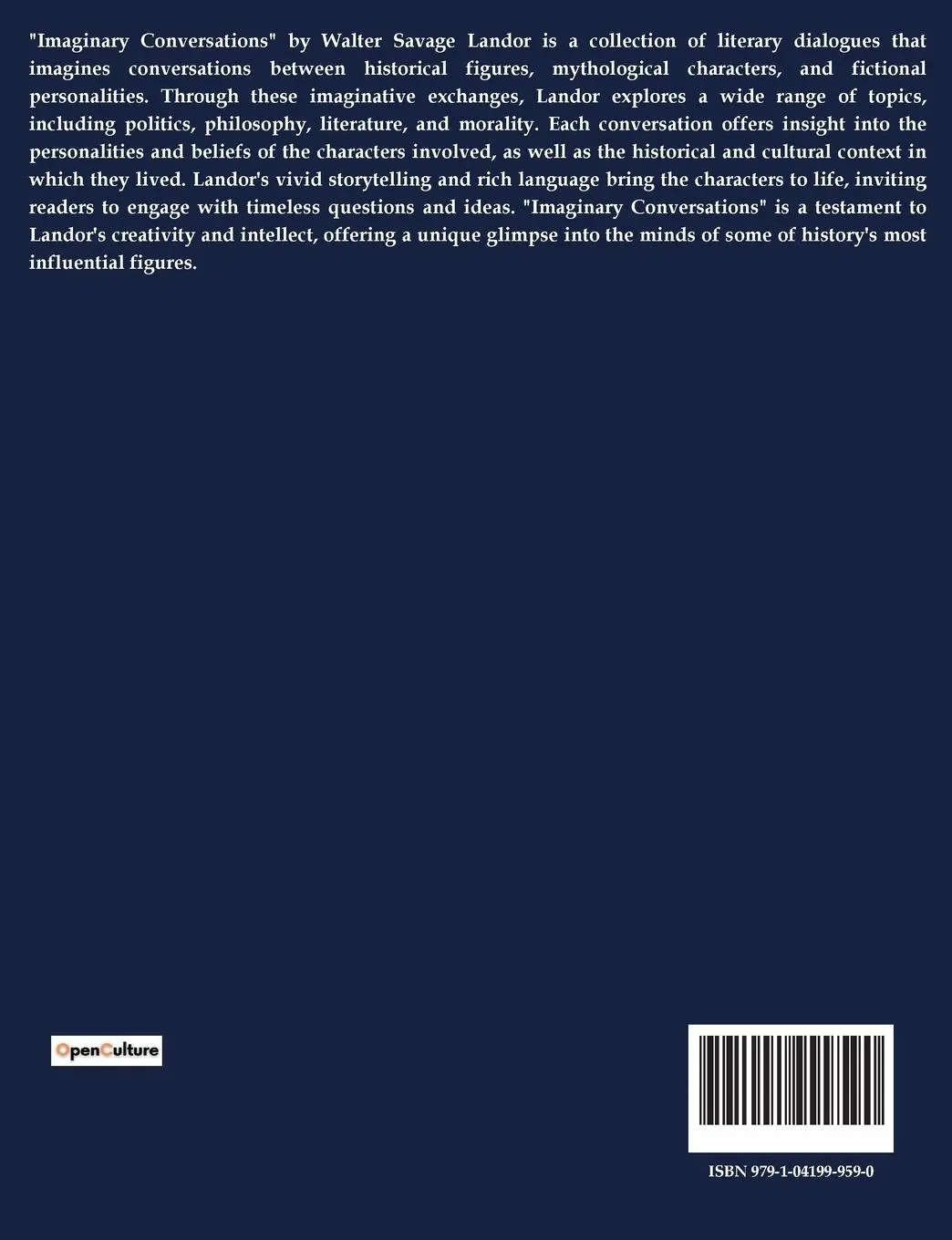 Rückseite: 9791041999590 | Imaginary Conversations | Walter Savage Landor | Taschenbuch | 2024