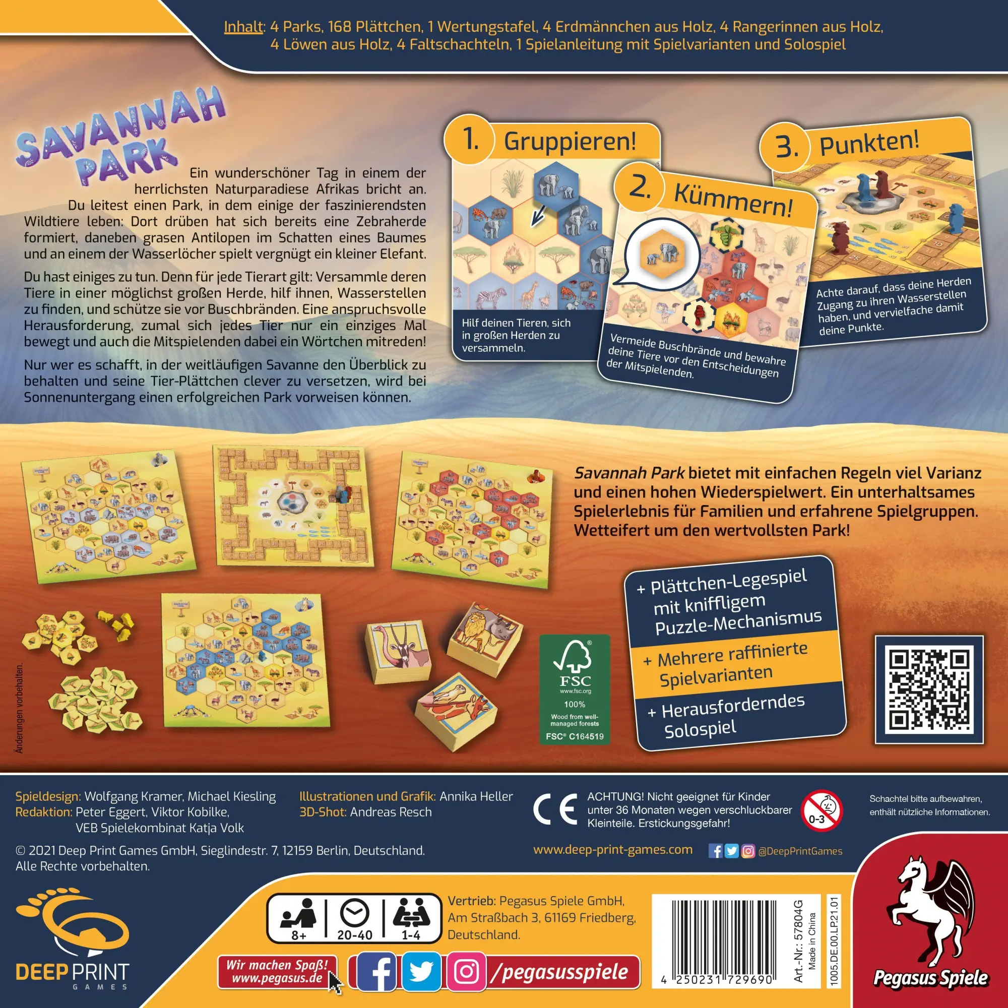 Bild: 4250231729690 | Savannah Park (Deep Print Games) | Wolfgang Kramer | Spiel | 57804G