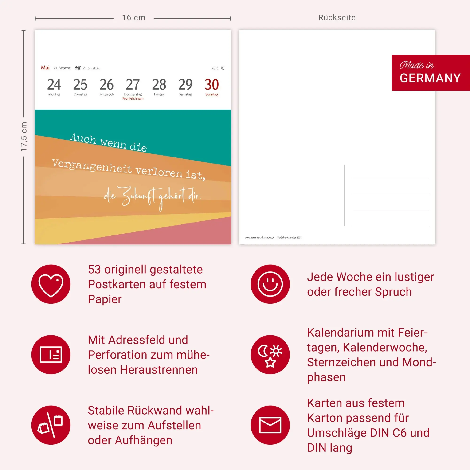 Bild: 9783840039690 | Positive-Sprüche-Kalender Postkartenkalender 2027 - mit 53 Postkarten