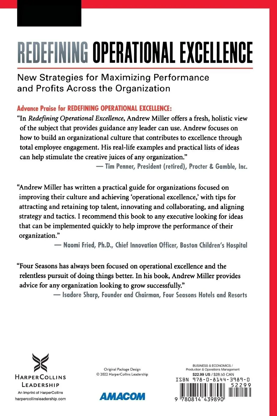 Rückseite: 9780814439890 | Redefining Operational Excellence | Andrew Miller | Taschenbuch | 2014