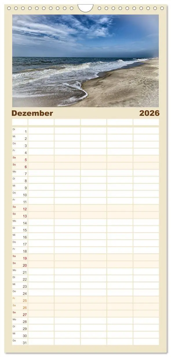 Bild: 9783516519990 | Familienplaner 2026 - Sylt mit 5 Spalten (Wandkalender, 21 x 45 cm)...