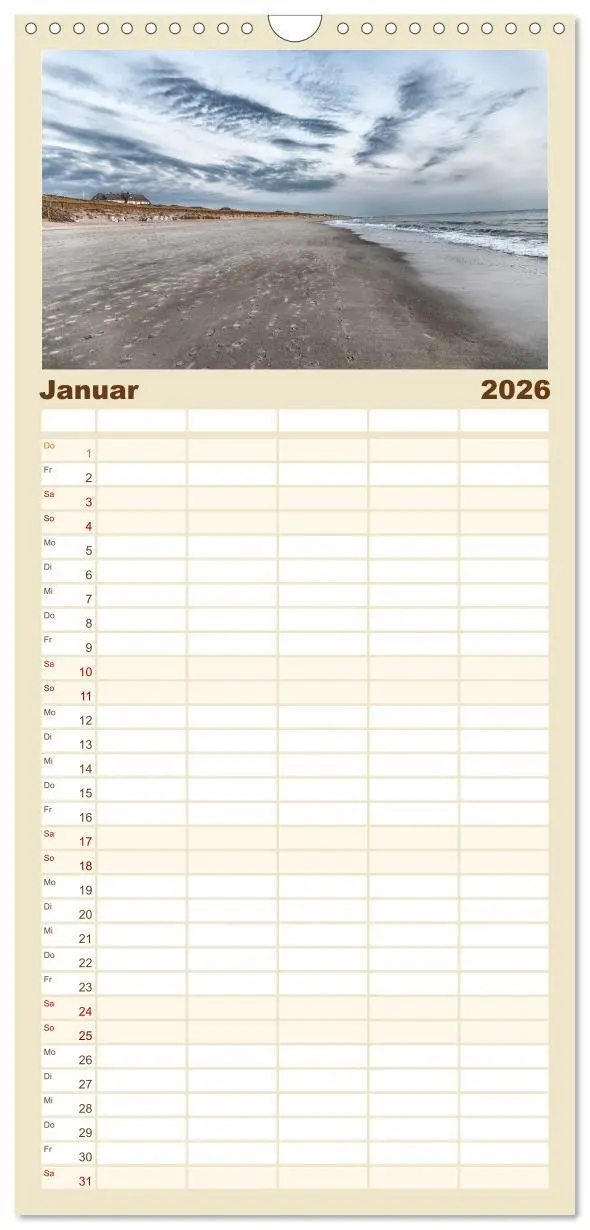 Bild: 9783516519990 | Familienplaner 2026 - Sylt mit 5 Spalten (Wandkalender, 21 x 45 cm)...