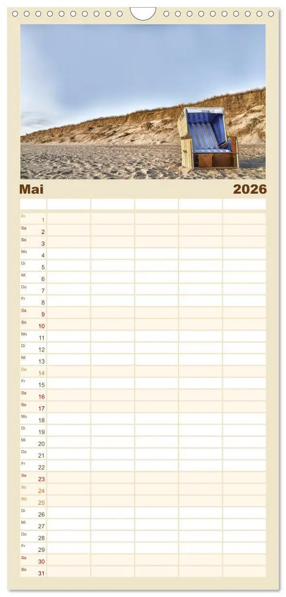Bild: 9783516519990 | Familienplaner 2026 - Sylt mit 5 Spalten (Wandkalender, 21 x 45 cm)...