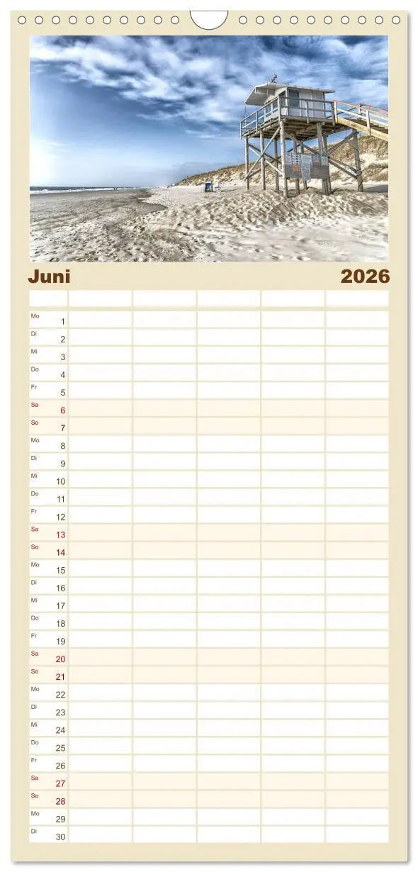 Bild: 9783516519990 | Familienplaner 2026 - Sylt mit 5 Spalten (Wandkalender, 21 x 45 cm)...