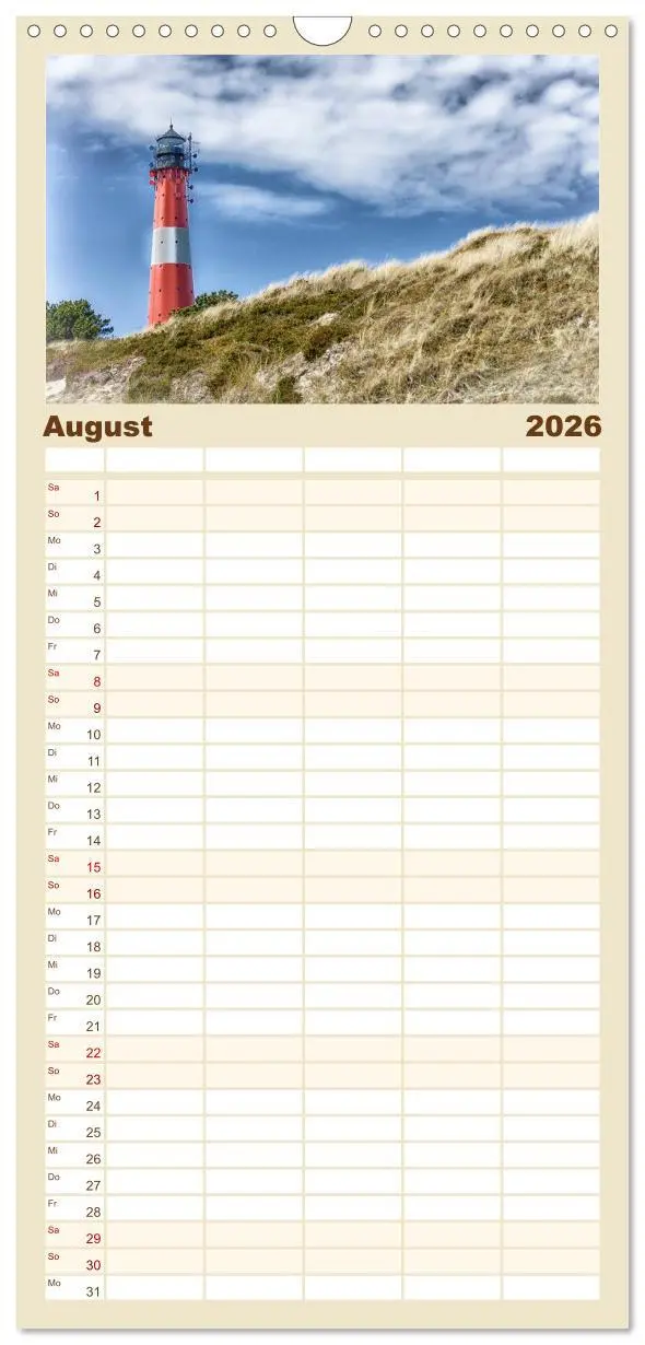 Bild: 9783516519990 | Familienplaner 2026 - Sylt mit 5 Spalten (Wandkalender, 21 x 45 cm)...