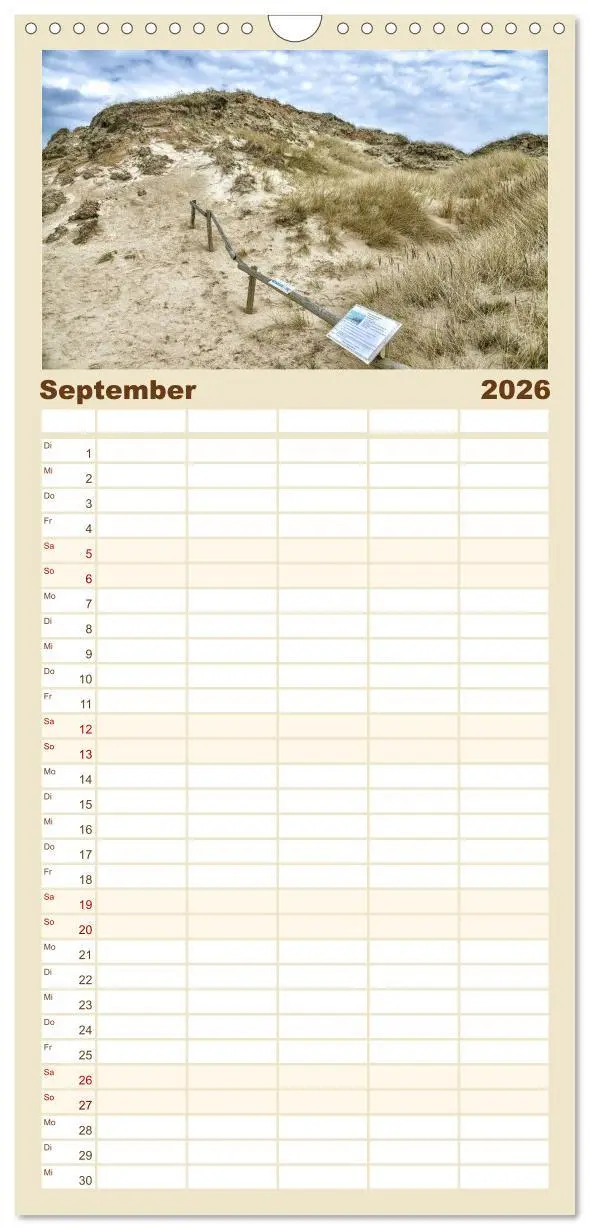 Bild: 9783516519990 | Familienplaner 2026 - Sylt mit 5 Spalten (Wandkalender, 21 x 45 cm)...