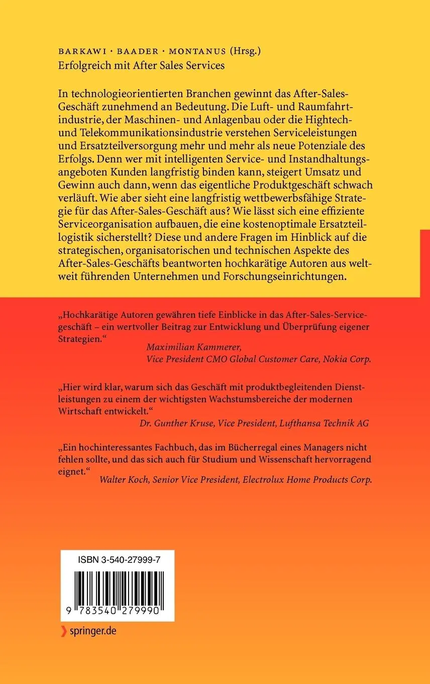 Rückseite: 9783540279990 | Erfolgreich mit After Sales Services | Karim Barkawi (u. a.) | Buch